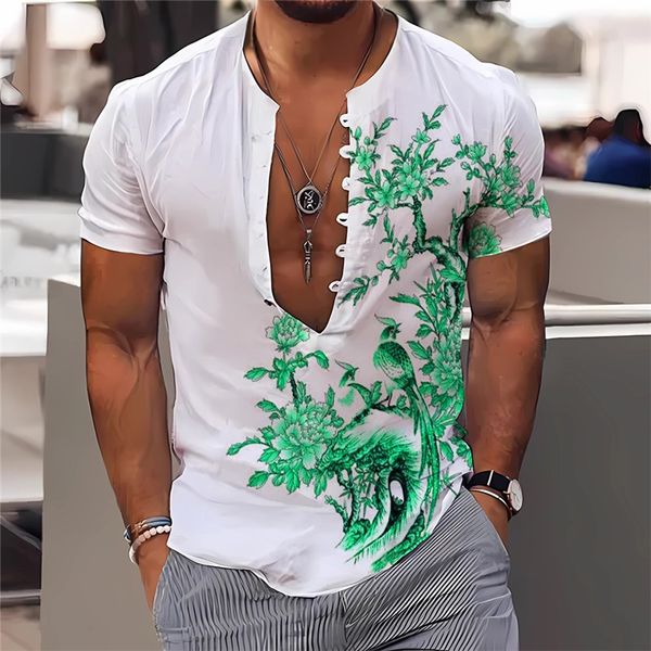 Camicie eleganti da uomo Camicia da uomo casual floreale da spiaggia Camicia da uomo estiva manica corta Camicie hawaiane per uomo Taglie forti Maglietta ad asciugatura rapida Abbigliamento da uomo Camis 230809