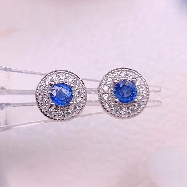 Серьги для гвоздики колифы ювелирные изделия Blue Sapphire для ежедневного ношения 3 мм натуральное 925 серебро