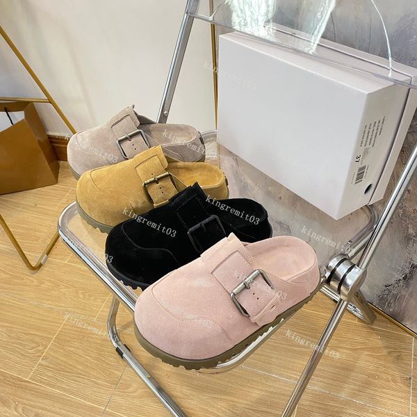 Designer di pantofole Wolfe nudo Boston ostringe donna scivolo piatto invalido muli di pelle in cambio