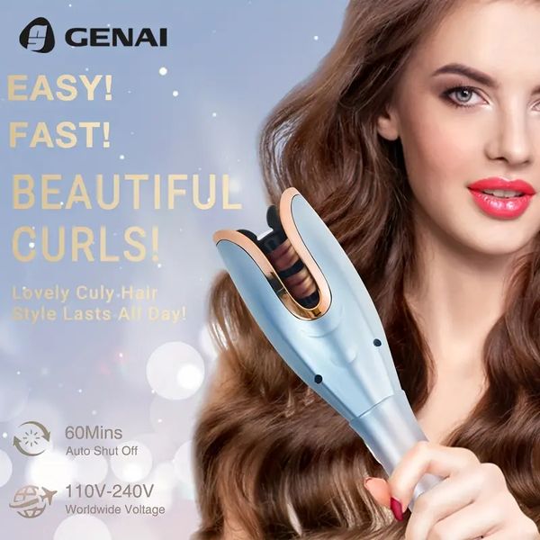 Genai Automatische Anti-Scald-Curling-Eisen: 7 Temperaturanpassungsmodi, einfacher Betrieb, dauerhafte lockige Frisuren 10 m negative Ionen für schadenfreies Styling!