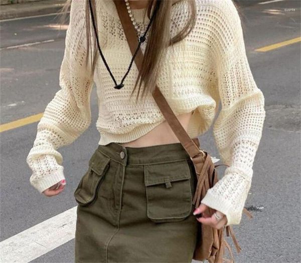 Женские свитеры корейская модная винтаж негабаритные женщины сексуальные повесы