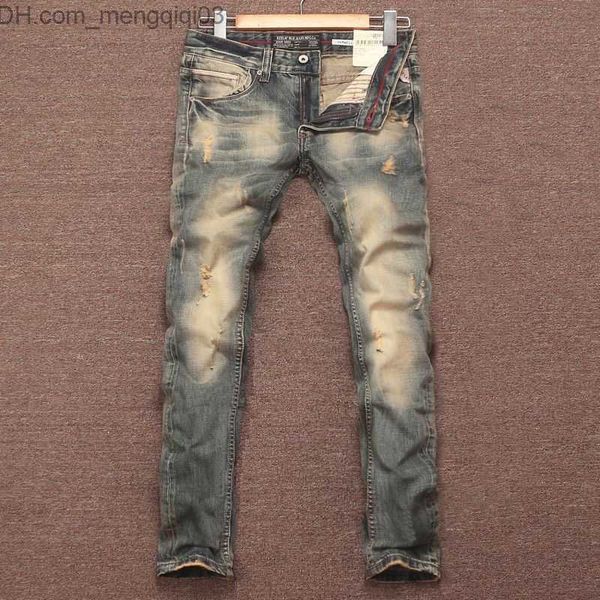Jeans maschile 2023 Autunno/inverno Nuovi pantaloni di colori a colori solidi aperti vintage per il comfort casual di alta qualità jeans di alta qualità Z230814