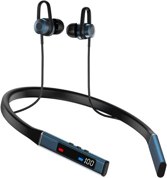 Hals montierte Ohrhörer Wireless Sport Bluetooth Ohrhörer Bass Boost In-Ear Rauschisolierung, magnetische Nackenband-Ohrhooks Bluetooth-Kopfhörer mit Mikrofon