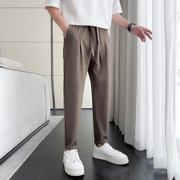 Pantaloni maschili gli uomini casual estivi leggibili solidi sciolti elastici elastici pantalone alla caviglia per uomo