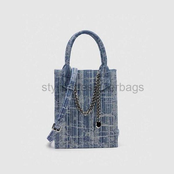 Cross Body Denim Una borsa a tracolla per le donne 2023 Summer New Junior High Sense femminile jacquard testurizzata portatile Bagstilishdesignerbags