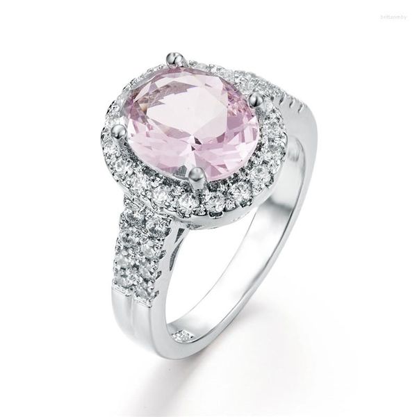Обручальные кольца высококачественные хрустальные розовые овальные для леди ювелирных украшений мода циркон инкрустации микрофотовых аксессуаров для девочек