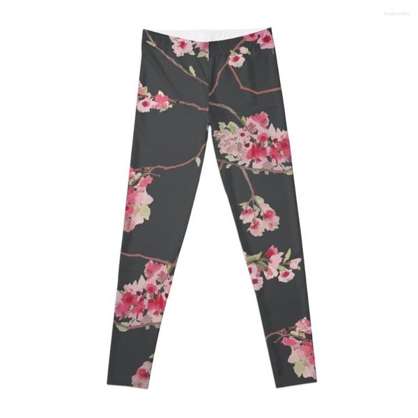 Pantaloni attivi acquerello fiori di ciliegio leggings scuro gingings per le donne fitness da donna