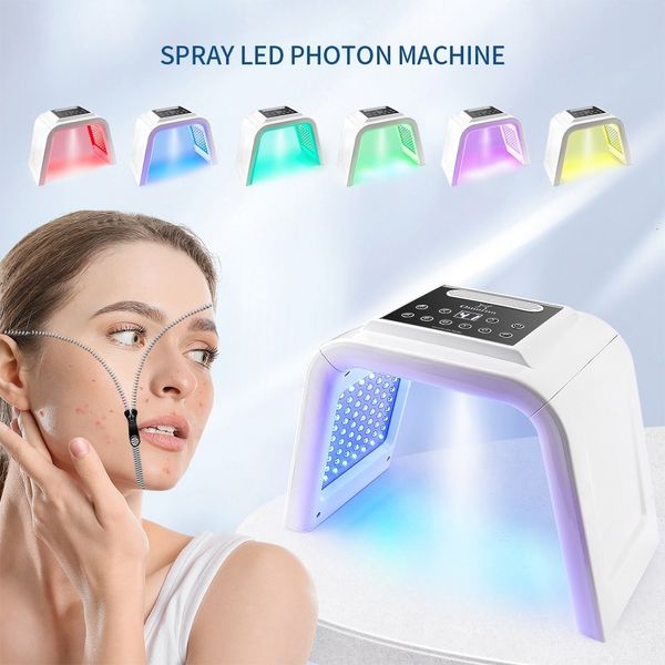 Massageador de rosto Portátil 7 cores Máquina de led Pon Nano Spray Skin Skin Hidration Steamer Spa Salon Máscara do corpo PDT 230811