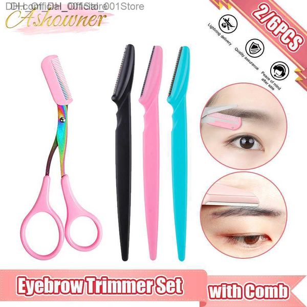 Eyebrow Clipper Set Eyebrow Clipper mit Kamm Edelstahlform Rasierer für Gesichtshaarentfernung Rasierer für Make -up und Schönheitsinstrumente Z230815