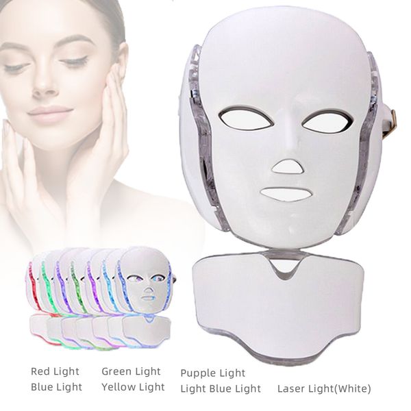 Massager del viso Aoko Colorful LED Mask Mask Pon Therapy Neck Rejuvenation 7 Colori Strumento di cura della rimozione delle rughe antiacne Home 230811