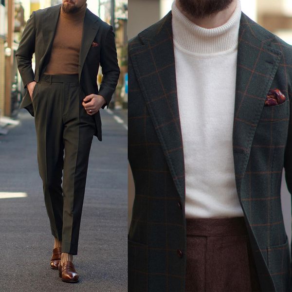 Yeni sıradan erkekler düğün için takım elbise özel yapılmış basit şık smokin son ceket tasarımları erkek için 2 adet (ceket+pantolon)