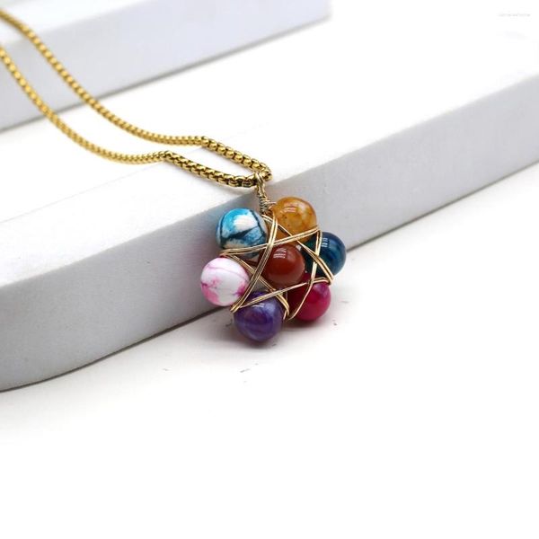 Подвесные ожерелья в стиле ожерелье натуральное камень изящное нерегулярное обмотка для женщин подарочная цепь на день рождения 60 см