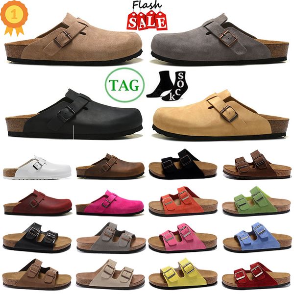 Boston tamancos designer sandálias chinelos cortiça plana moda verão couro slide favorito praia casual mulheres homens flip flop