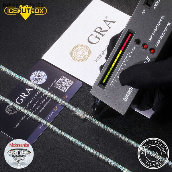 Collane a pendente D Colore verde chiaro VV VVS Moissanite Tennis Chain Bracciale S925 Collane in argento sterling per donne passano a diamante test 2022 Nuovo