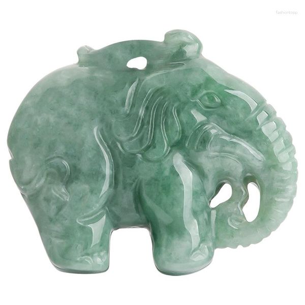 Kolye Kolyeleri Doğal Burma Jade Fil Kolye Erkek Kadın Jadeite Şanslı Musluk Myanmar Emerald Fengshui Zenginlik Takımları Hediye