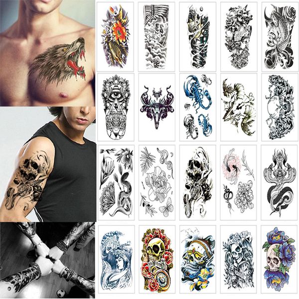 Tatuagens temporárias 100 folhas de atacades de tatuagem temporária de tatuagem falsa Mulheres frias Arte da perna da perna Glitter Eagle Black Stick 230811