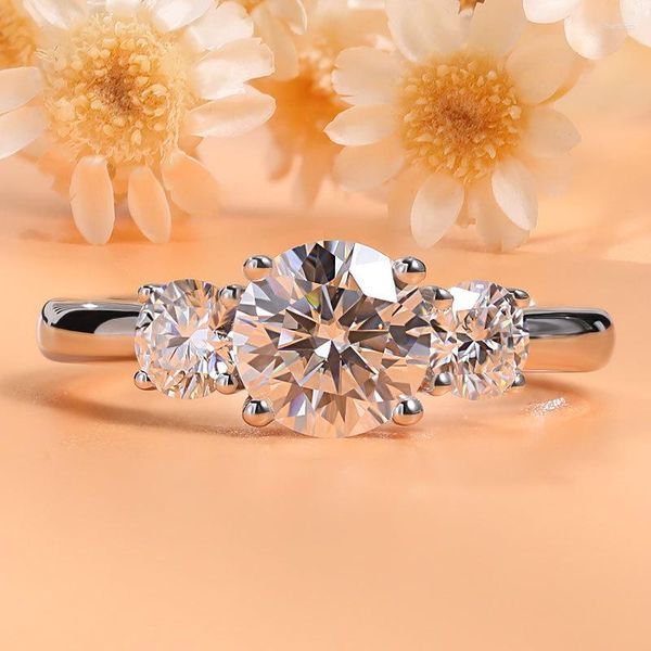 Кластерные кольца Lennik 1.6ct Moissanite Женщины красивые обручальные кольца