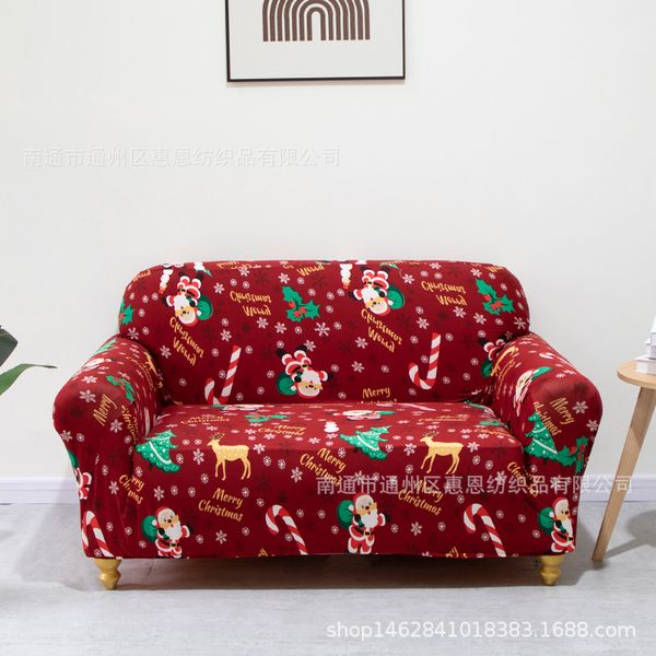 Weihnachtsofa Deckung elastischer bedruckter Sofa Abdeckung All -Inclusive -Stoff -Kombinationsofa