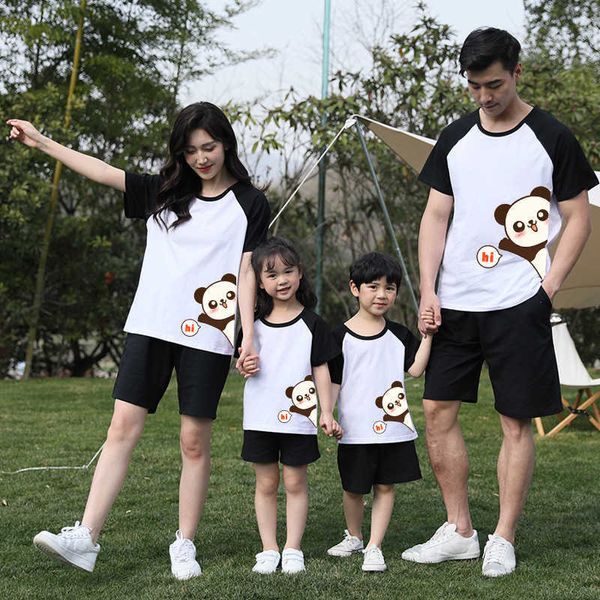 Abiti coordinati per la famiglia Bambini Vestiti per madre e figlia Abiti coordinati per la famiglia T-shirt in cotone Pagliaccetto per neonati Top Abiti genitore-figlio T-shirt con motivo panda carino