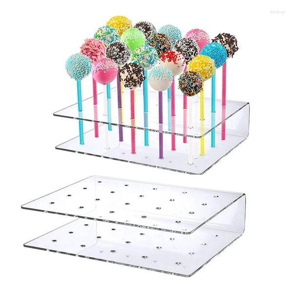 Kancalar 2pcs 20 delik lolipop stantlar şeker ekran standı tutucu diy şeffaf kek düğün partisi