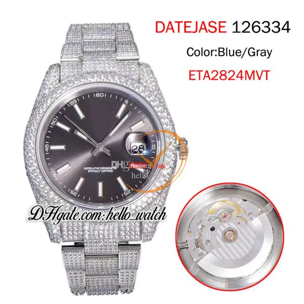 Top New Date Grey Dial 126334 126333 Seagull ETA 2824 Automatische Herren Uhr 904L -Stick Mark