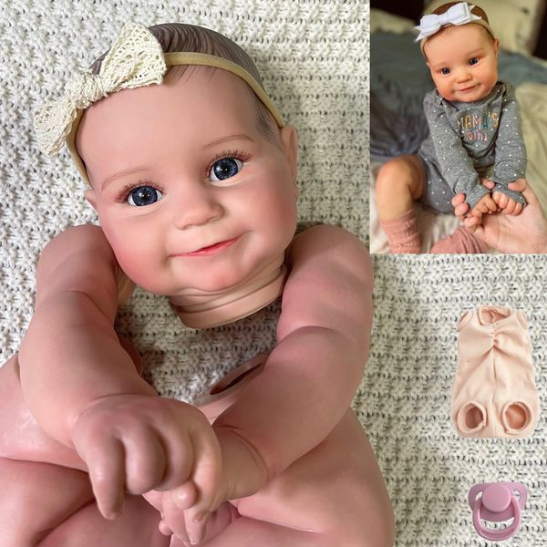 Куклы 19/24 -дюймовый уже нарисованный Reborn Doll Kit Maddie с тканью для тела 3D нарисованная кожа плесень высококачественной куклы ручной работы 230811