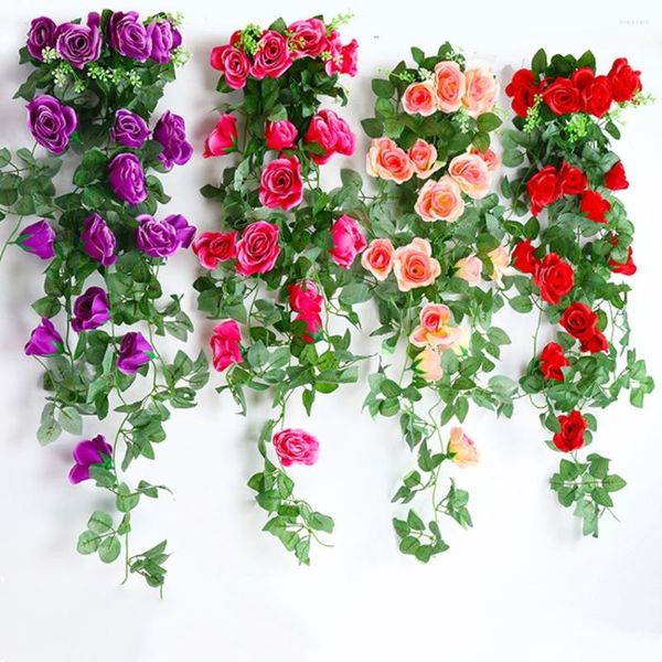 Dekorative Blumen künstliche Rose Ivy Vine Wand Hänge gefälschter Blumenhausgarten Hochzeitsfeier Dekoration Schnur Dekor Dekor