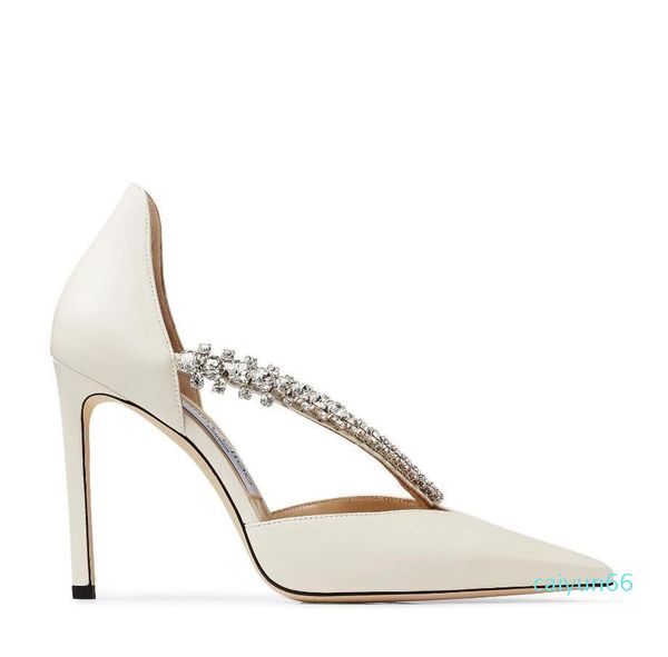 Marca de verão Bee Crystal Dress Shoes Embelezamento Sandálias de bico fino Mulheres