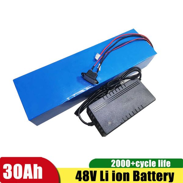 Power Li-Ion Battery 48V 30AH Аккумулятор с батареей BMS 1000W Electric Scooter Bike 2000W 48V + 5A Зарядное устройство