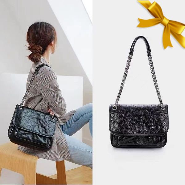 Cross Body Fashion Bags Messenger Bag Designer сумки роскошная сумочка Sling Sling Median Chain Sack Shaffice Women Plain Three Hasp Black Niki Pright Sag Small Tote Muct