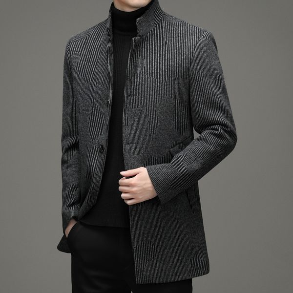Мужские свитеры зимние средние шерстяные шерстяные шерстяные пальто.