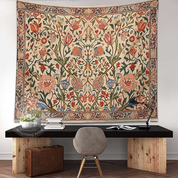 Wandteppiche, Mandala, Vintage-Blumen-Wandteppich, Wandbehang, Bohemian-Indisch, bedruckt, Wandkunst, Stoff, Heim, Wohnheim, Dekor, Schlafzimmer, Stoff