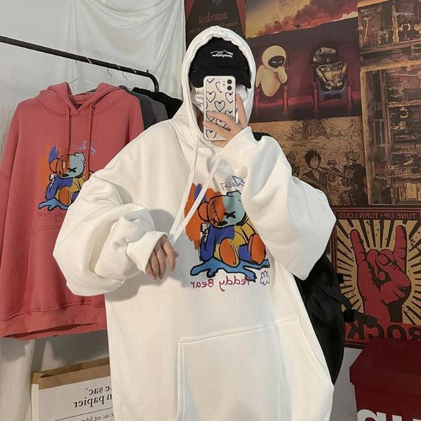 Erkek Hoodies 2023 Bahar Amerikan Moda Markası Yüksek Sokak Gevşek Baskılı Karikatür Desen Kazak Coat Man Sweatshirt