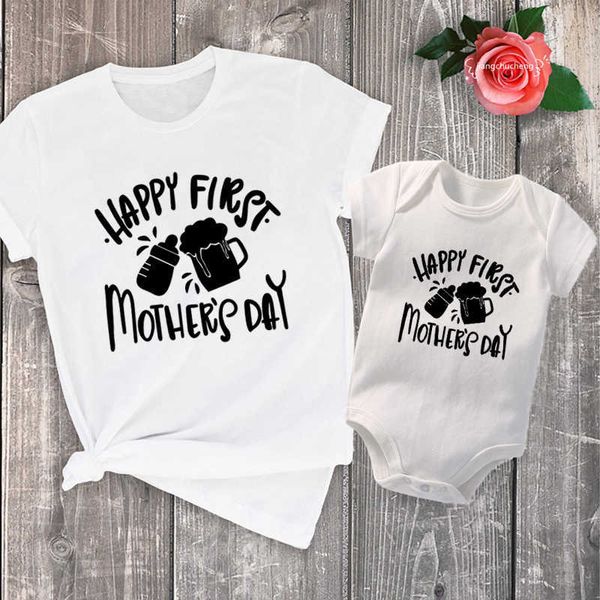 Família combina roupas felizes da primeira família da primeira família de roupas correspondentes de algodão Mãe e filha Roupa BEBÊ BEBÊ BEBÊ PARA MOM