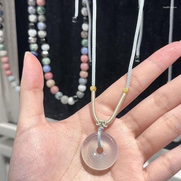Kolye Kolyeler Modaya uygun doğal taş opal kristal güvenlik düğmesi kolye takılar diy aksesuarları