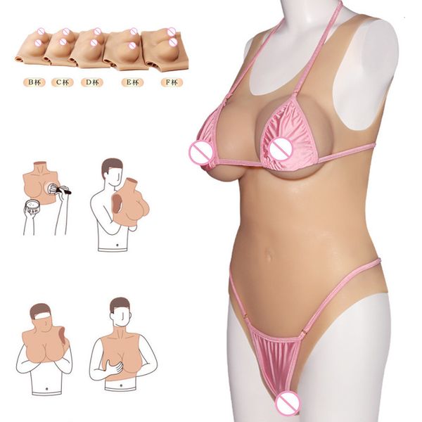 Bodysuit de silicone de forma de mama formas realistas transgêneros machos para fêmeas crossdresser Sissy Fake Mamas Cosplay Shemale 230811