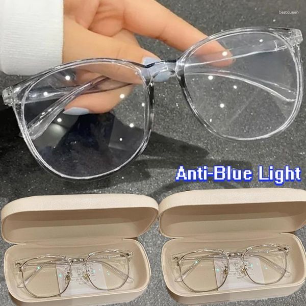 Sonnenbrille Große transparente Computergläser Rahmen Frauen Männer Antiblau helles runde Brillen blockieren optische Spektakel Brille