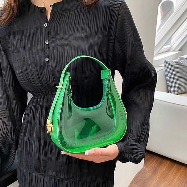 Bolsas de noite bolsas femininas bolsas de sacola pequena geléia fofa para mulheres design de tendência de tendência preto/verde/rosa/marrom bolsa de ombro transparente