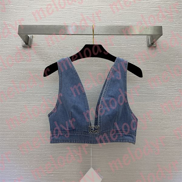 Sexy Denim reggiseno in metallo lettere canotta canotta femminile giubbotto estate imbracatura in denim tops per feste nightclub