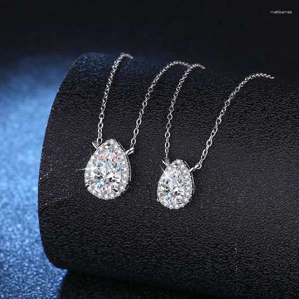 Подвески Sparkling Real 2ct D Color Pear Cut Moissanite Pendant Collece для женщин 925 Серебряная свадебная вечеринка.