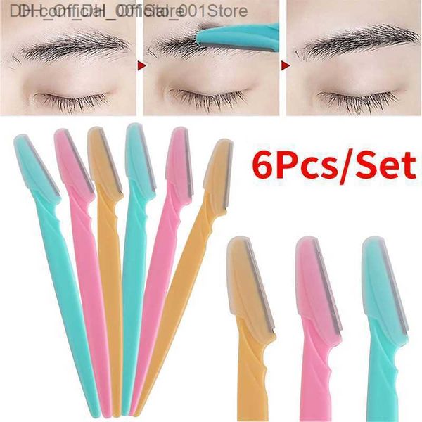 6-teilige Gesichtsbehörde Trimmer Set Safety Blade Gesichtshaarentfernung Rasiermesser Frauen Make-up Augenbrauen Kunststoff Rasiermesser Schönheit Werkzeug Set Z230814