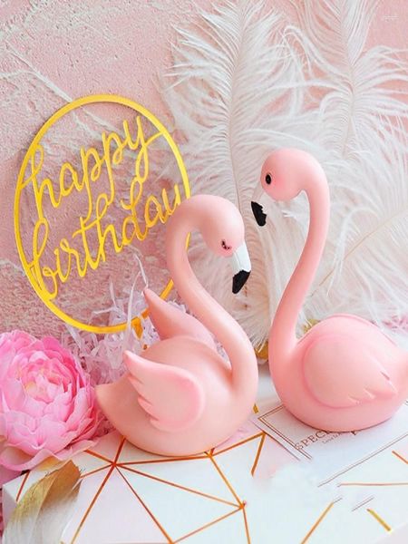 Forniture per feste Pink Flamingo Cake Topper Balgone Bandiera Birthday Kids Bombons Decoration Cupcake per arredamento per dessert per matrimoni