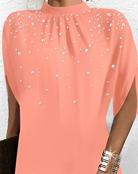 Abiti casual Womens 2023 Summer Fashion Rhinestone Decor maniche a batwing a V-Neck Medive Mini Drivery Daily Mini.