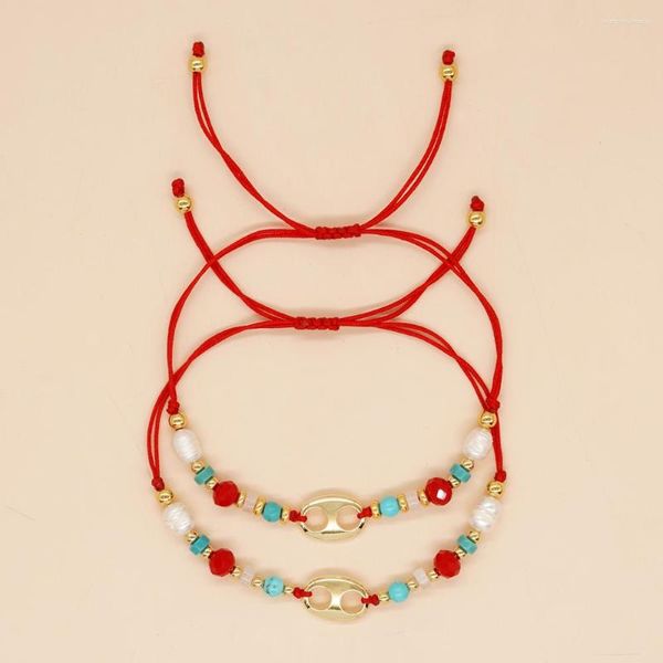 Ссылка браслетов GO2BOHO BOHO Summer Vibes Red Mix Bead Friends Bracelet для женщин