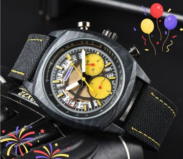 Scheletro cavo composizione orologio orologio stop whatch da appuntamento automatico orologio cinghia di alta qualità sport japen vk quartz cronografo cronografo in marmo nero motivo regali da uomo orologio da polso