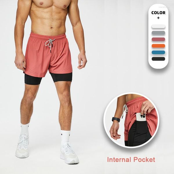 Shorts Shorts Man's Sport 2 in 1 Jogging Sport Sports Sessicking Pant Pant Bucciante palestra di allenamento traspirante