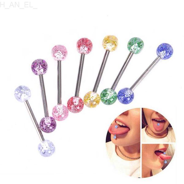 8pcs/lot cerrahi çelik parıltılı dil delme top halter bar dil halkası vücut saplamaları delici takı kadınlar erkekler piercing l230811