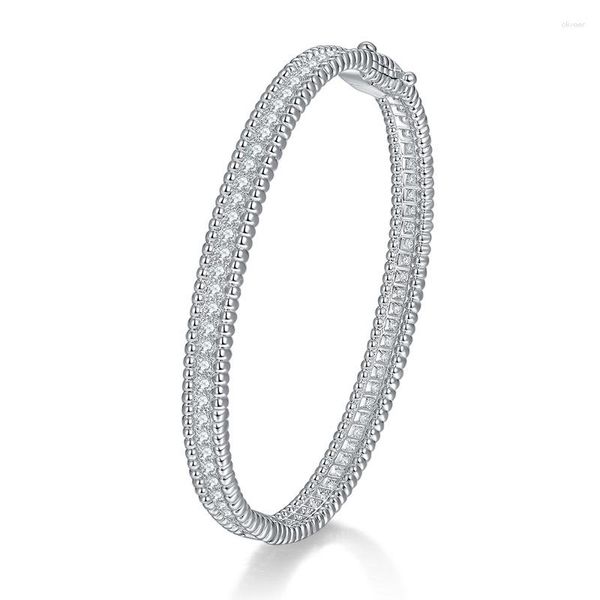 Bileklik 2mm 1.9ct 925 STERLING Gümüş Tüm Moissanit Bilezikler Kadınlar İçin Düğün 18K Beyaz Altın Kaplama Parti Takı