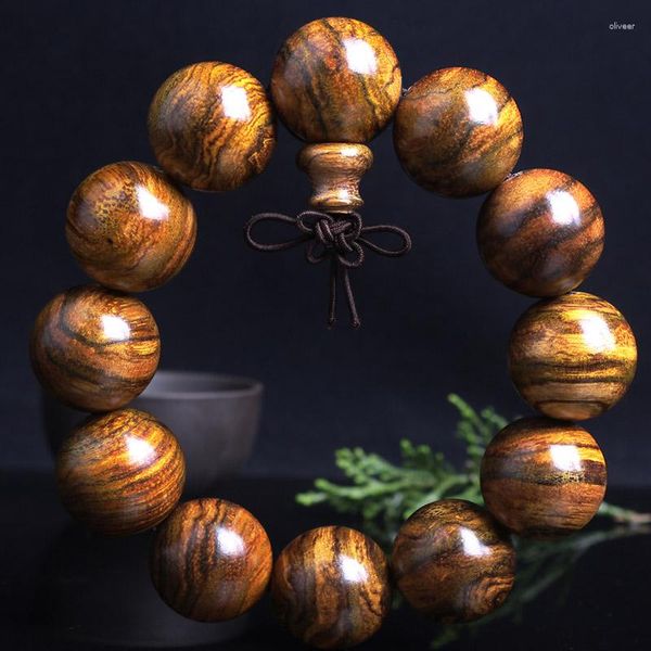 Modello in pelle tigre Strand Huaqinan perline bracciale sandalo autentico in legno naturale uomini e donne lucidate a mano