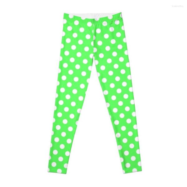 Pantaloni attivi verdi con pois bianchi leggings leggings sportivo da donna fitness da donna